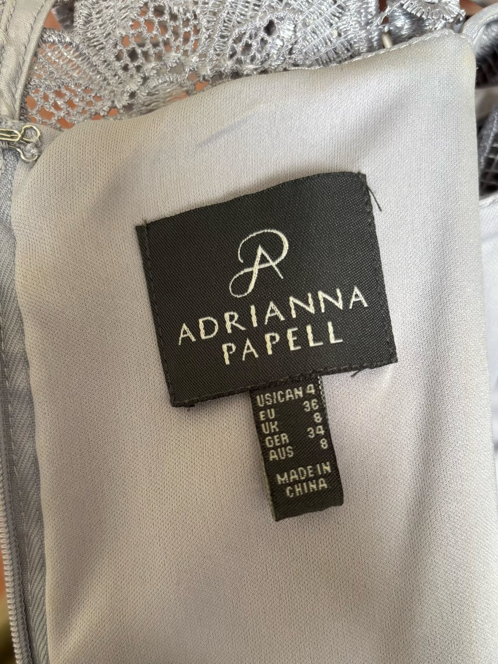 Adrianna Papell Silver Lace Midi Sheath Dress - Picture 5 of 5